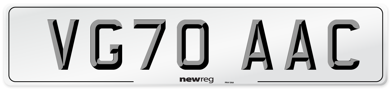 VG70 AAC Number Plate from New Reg